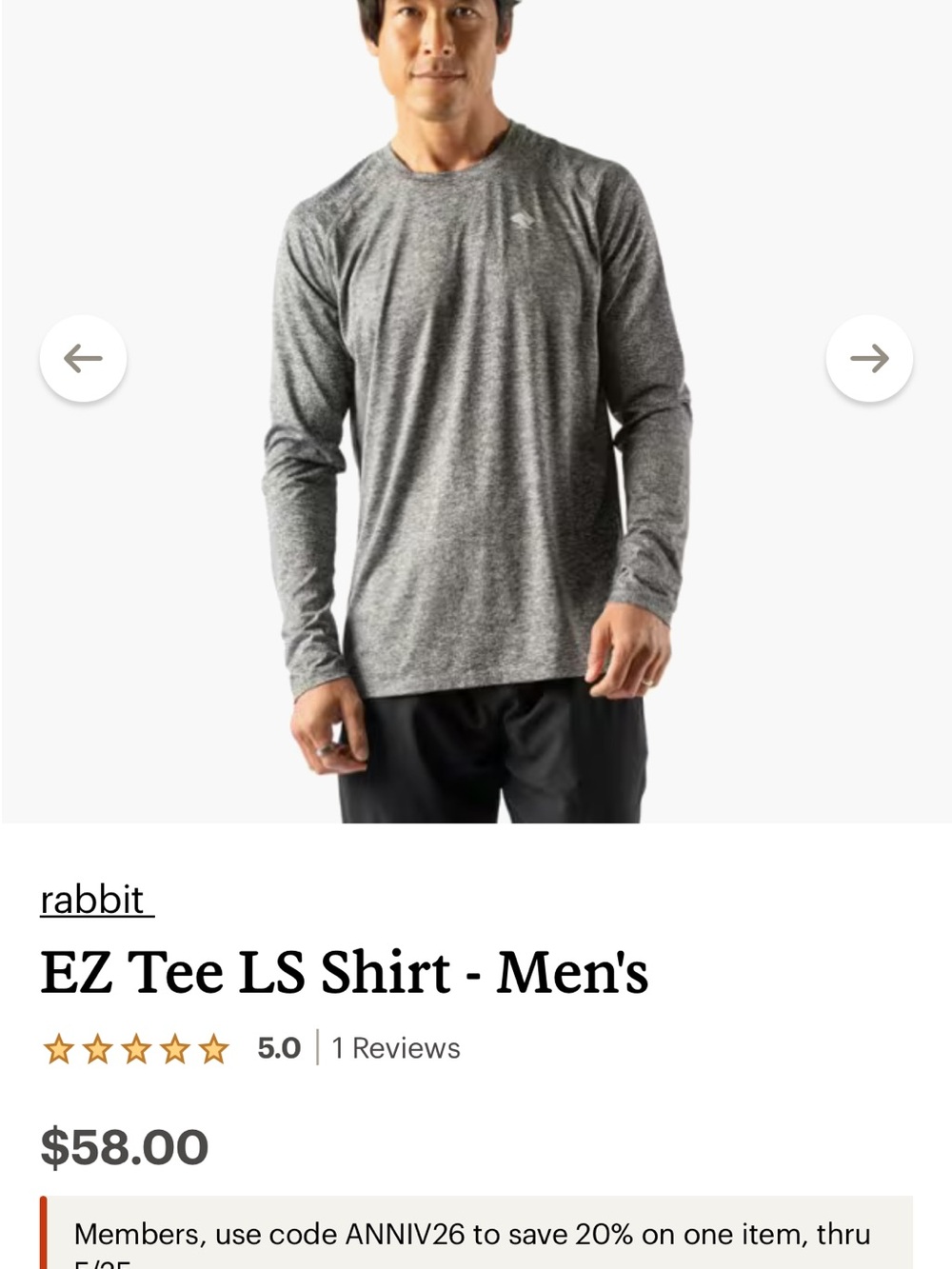 Rabbit Running Heather Gray Long-Sleeve Performance Tee - Picture 7 of 7